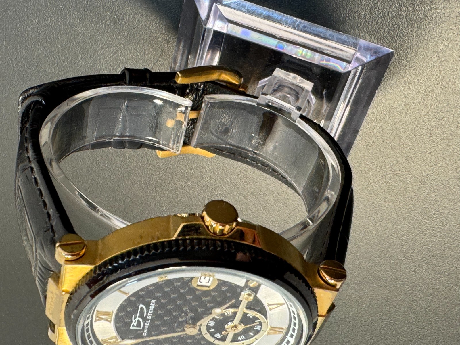 Daniel Steiger Professional Two-Tone Black Bezel Carbon Fiber Dial Watch 9202K-M