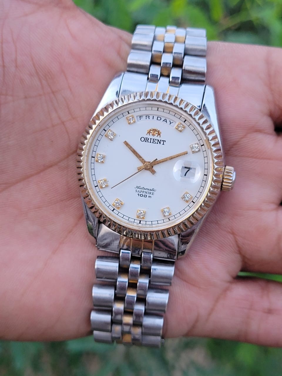 Orient President Day/Date Automatic Sapphire Diamond Dial Vintage Men’s Watch