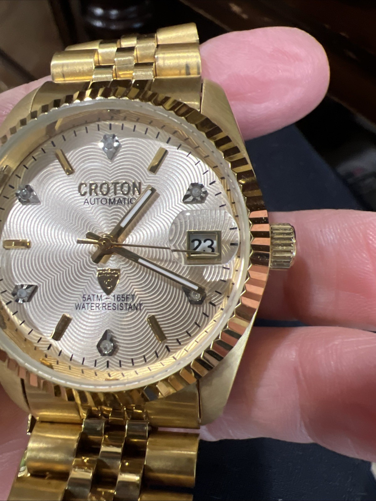 Croton Men’s Automatic Watch Presidential Markings, 6 Diamond Dial 5ATM To 165’