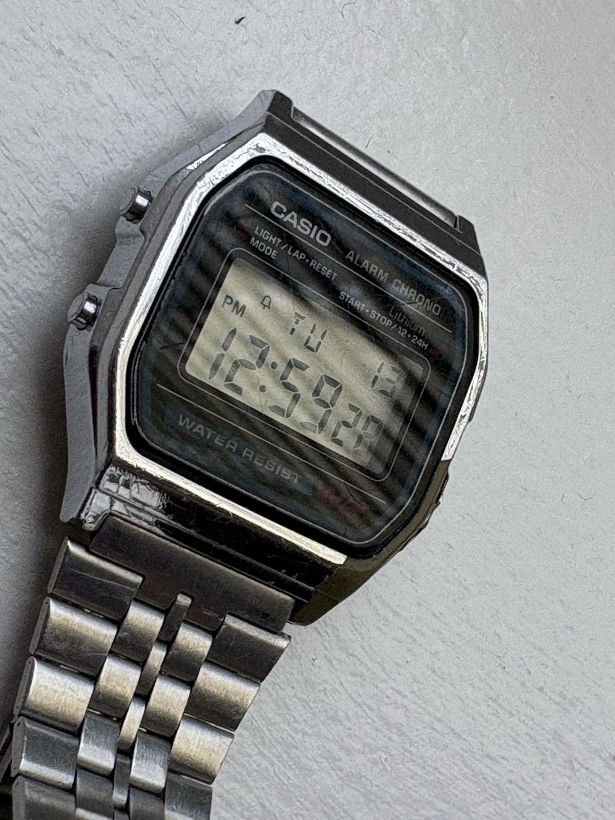 Casio Mens 593 A158W Watch 33mm Digital Silver Tone A158W Steel Bracelet