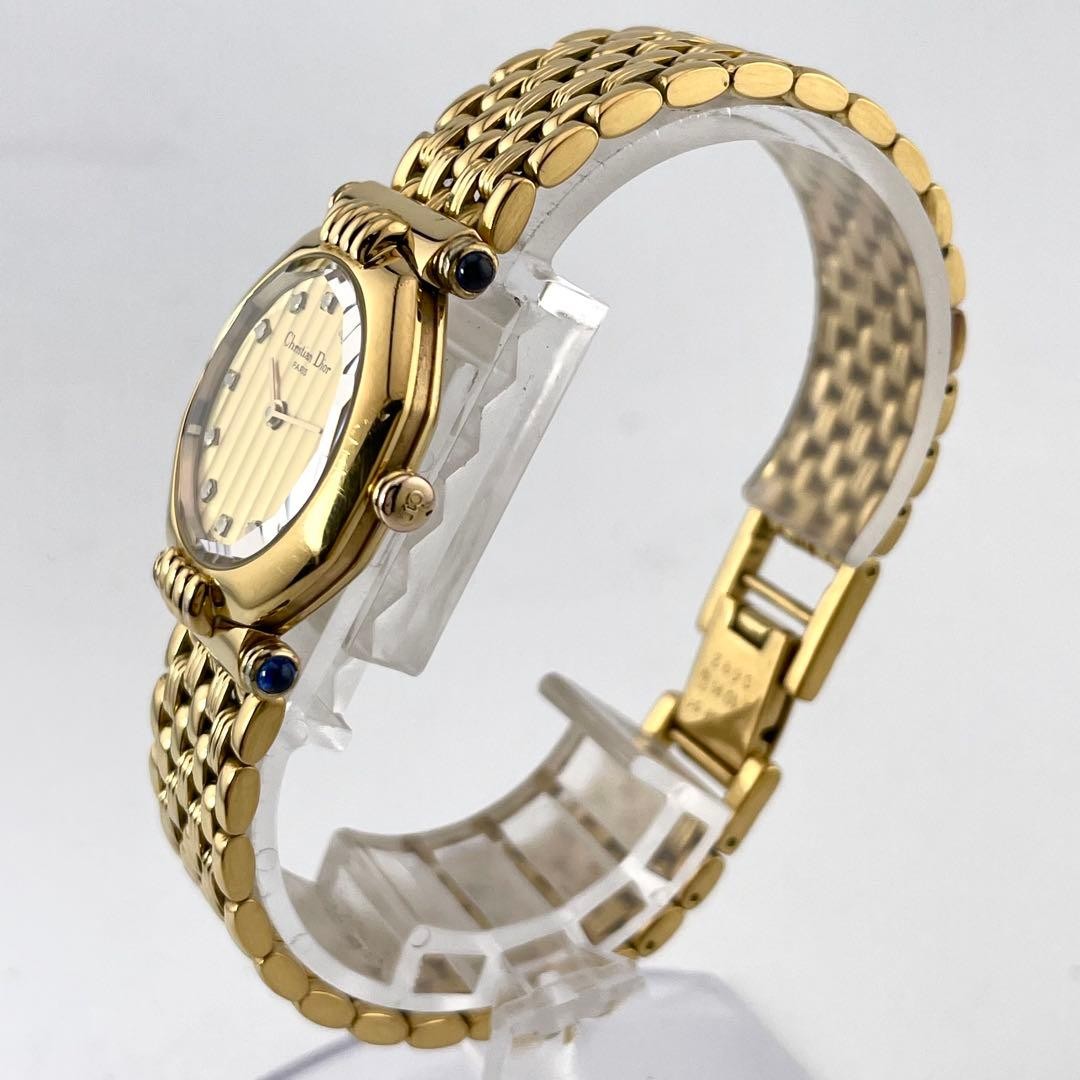 Christian Dior Octagon 12P Diamond Gold Quartz Watch Japan Vintage 0713141