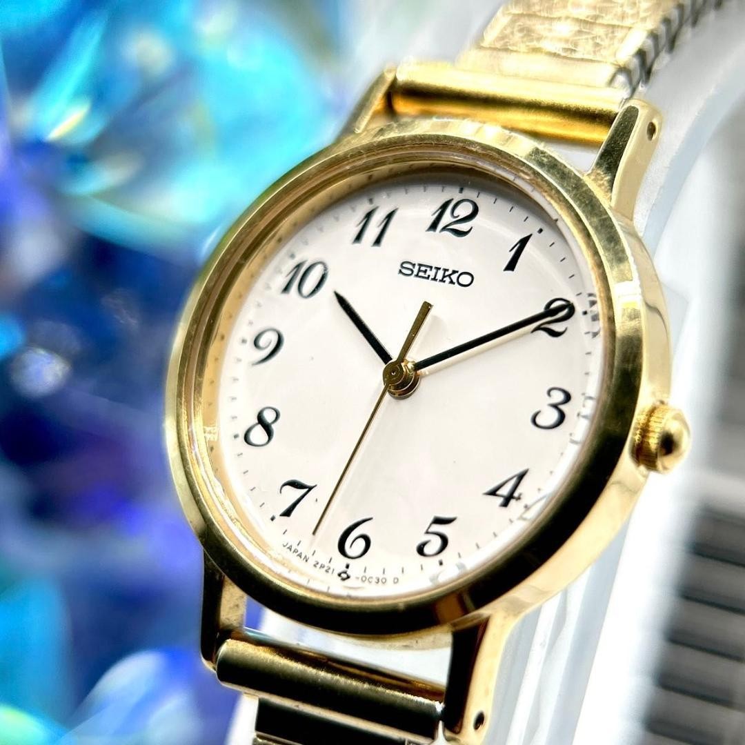 Seiko Ladies Quartz Gold Round Vintage Analog Watch 24.5 mm