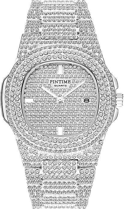 Gosasa Luxury Unisex Crystal Diamond Watches Big Face Women’s Men’s Quartz Watch