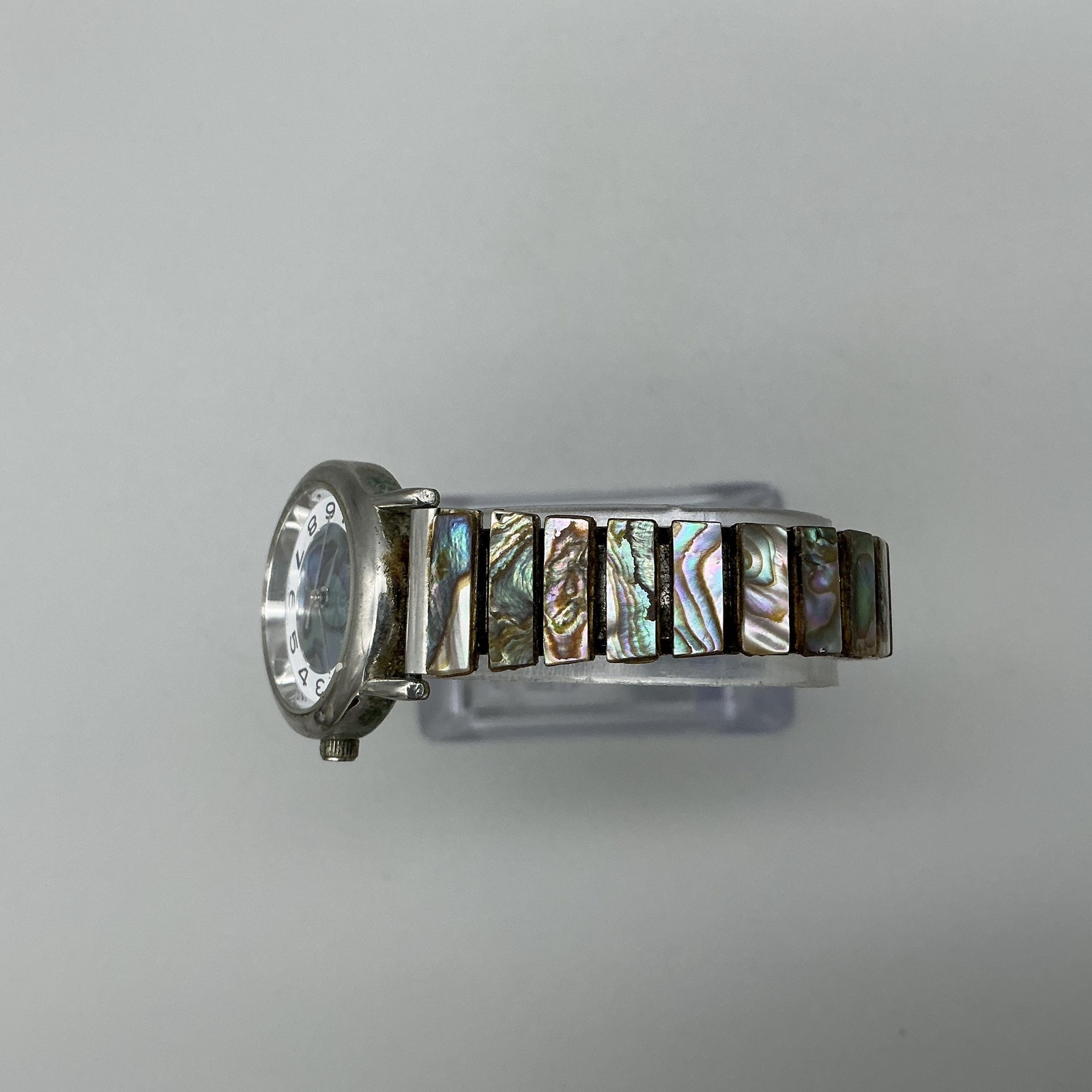 Vintage Boca Classics Womens Watch 26mm Silver Tone Abalone Stretch New Battery
