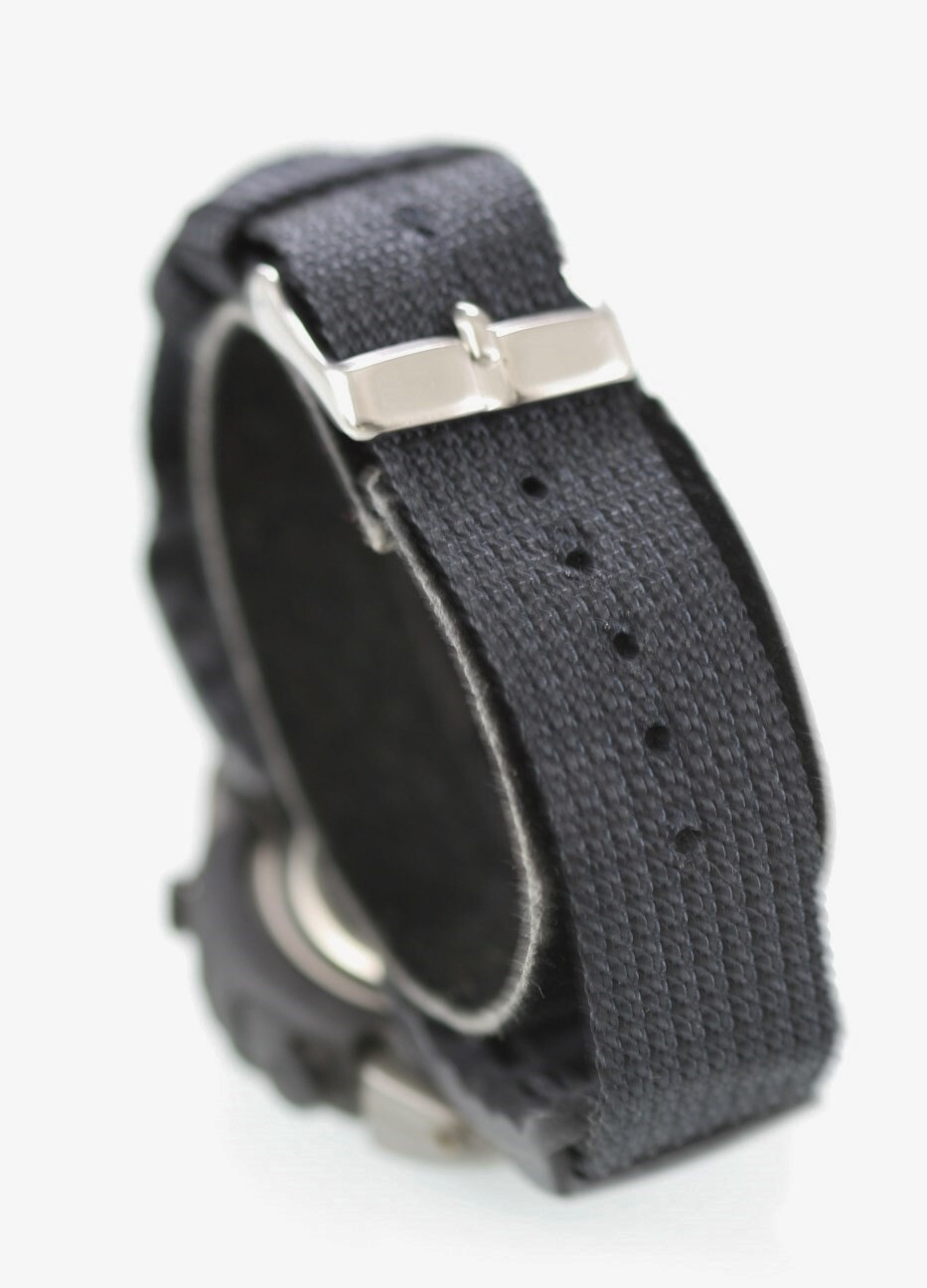 Fossil Men Watch Plastic Rubber Nylon Black 100m Light Alarm Chron Date Quartz