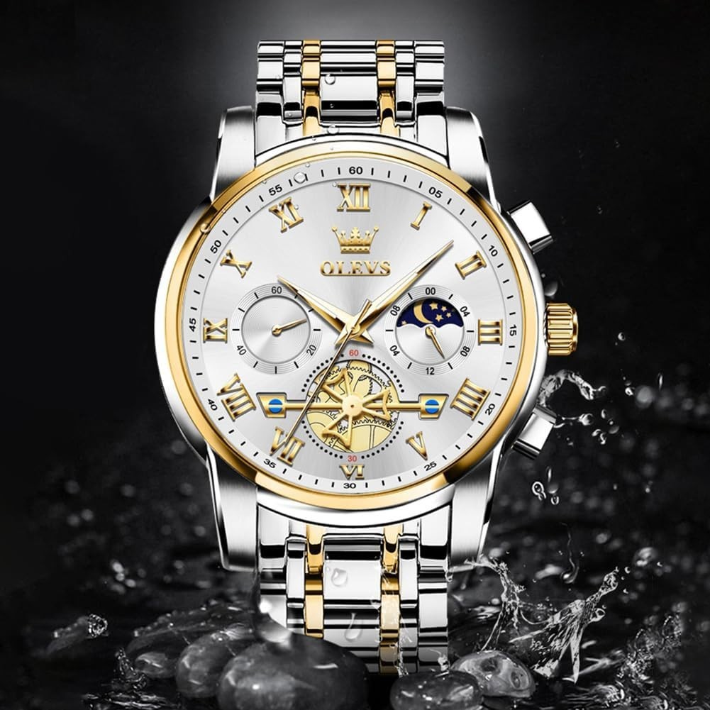 Elegant Luminous Men’s Quartz Watch with Big Dial – Waterproof Stainless Steel
