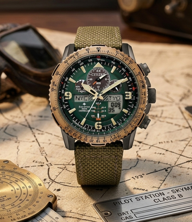 Citizen Promaster Eco-Drive Gray Stainless Steel Khaki Gold NY8074-11X