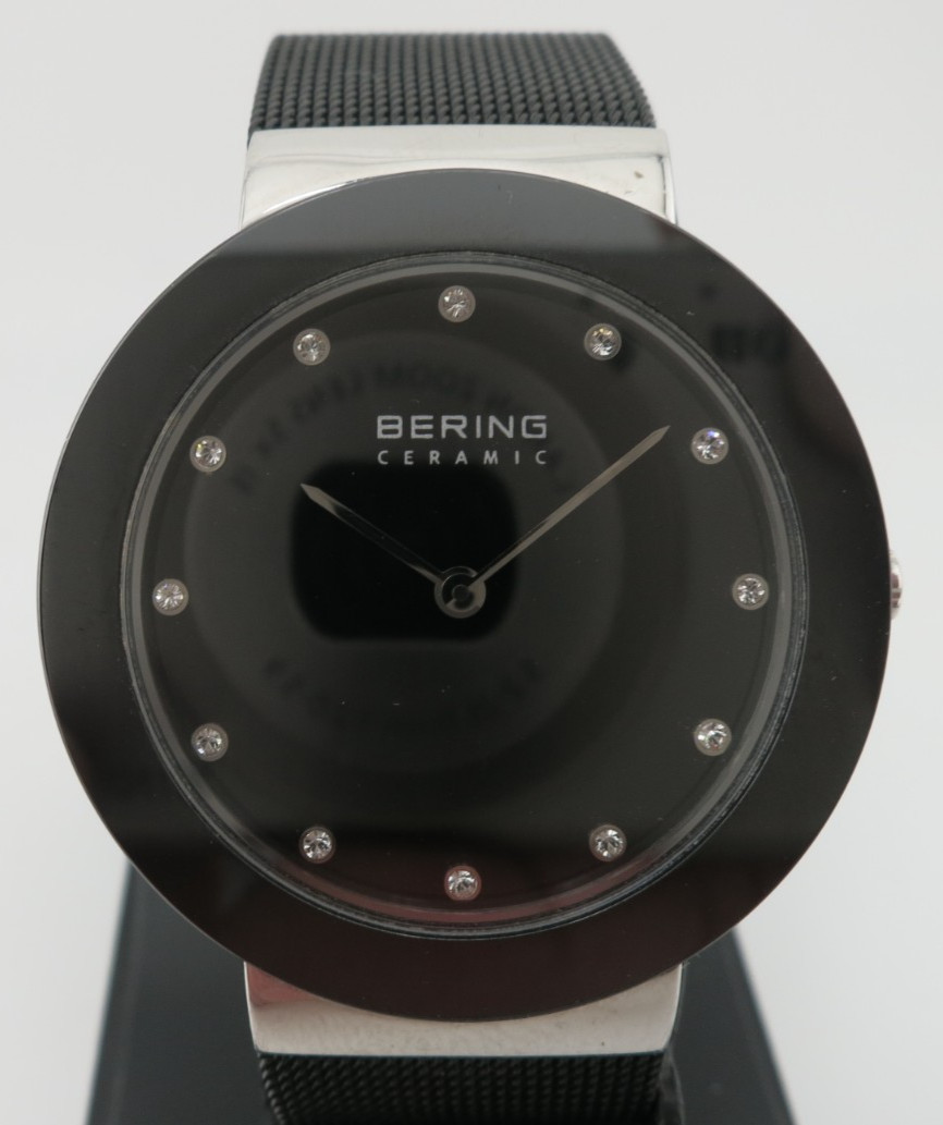 Bering Ceramic Black Stainless Steel Ladies Watch – 11435-102 – New Battery