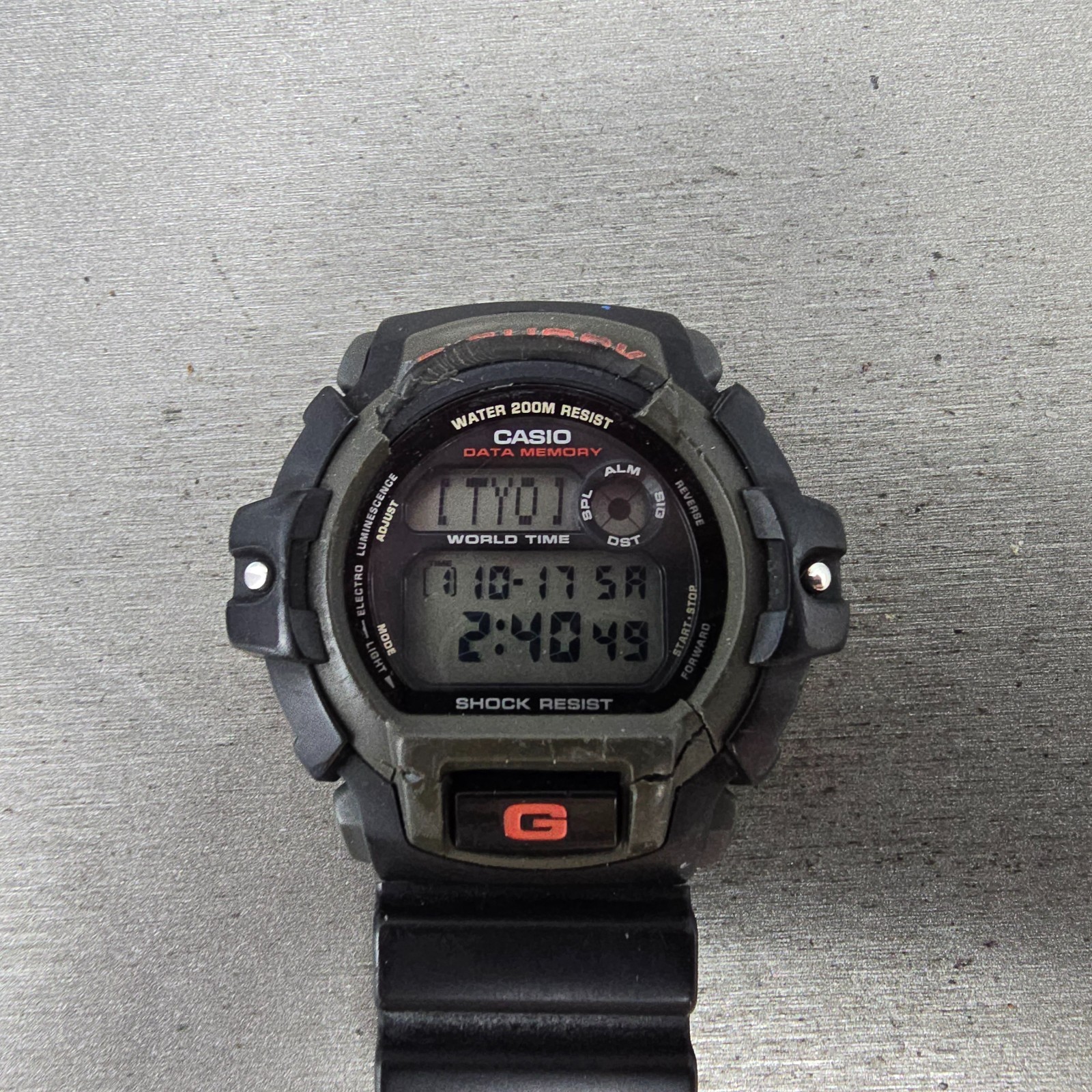 Casio G-Shock G-2200 Watch Men 49mm Black Gray Alarm Chronograph READ New Batt