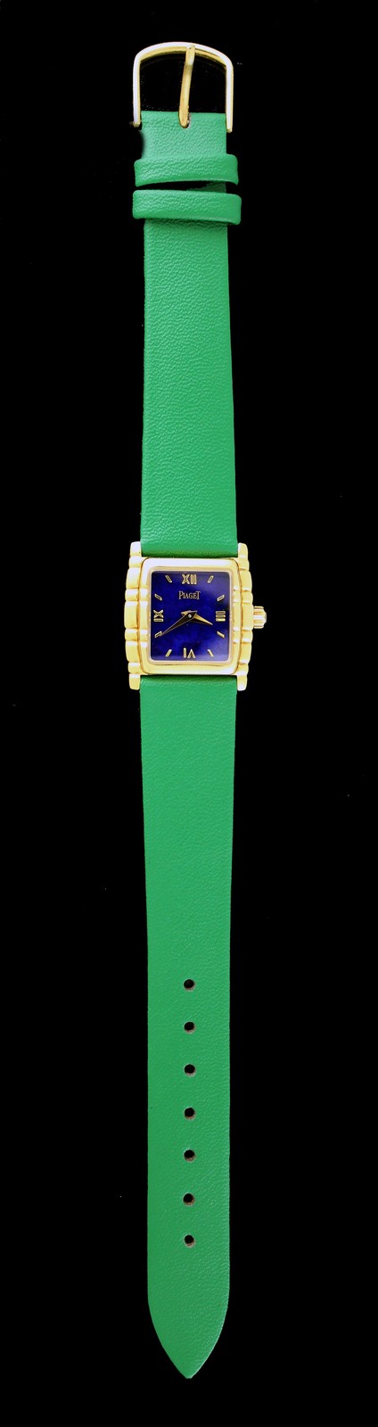 Piaget Tanagra 16051 21.5mm 18k Gold Lapis Dial Watch