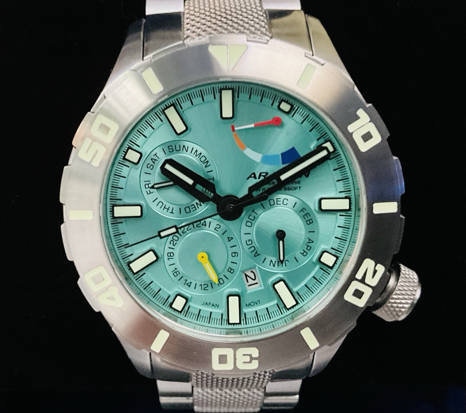 Aragon 44mm Regeneron Miyota 9100 Automatic Month,Day,Date,24 HR,Power R ,A435