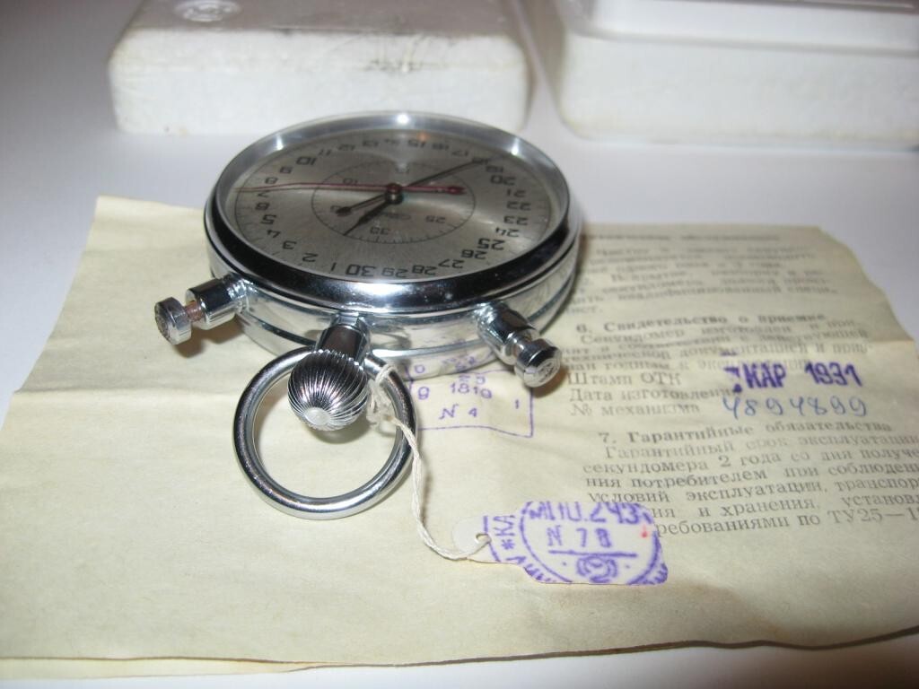 Vintage Slava Stopwatch 1991 w/ Box, Passport & Tag – Soviet Era Collectible