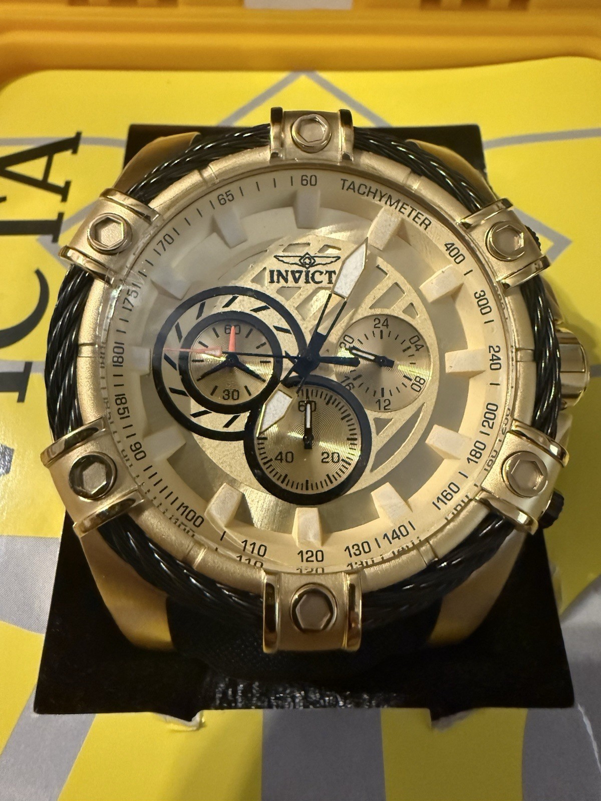 Invicta REVIIVAL Bolt Chronograph Gold Dial Men’s Watch 25515 1of 1 in hard case
