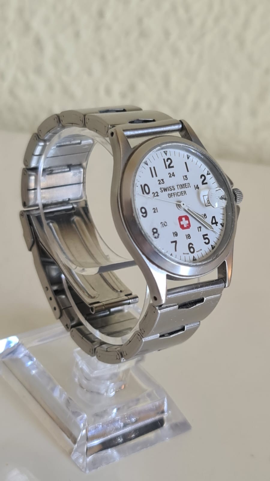 Swiss Timer Officer Swiss Made Quartz Military Field Watch Stainless Steel Date