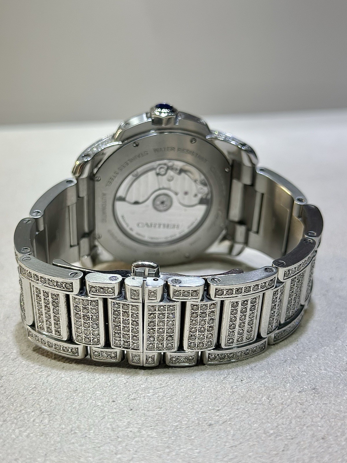 Cartier Calibre 42MM S/S Custom Diamond Automatic Watch – Approx 25.00 CTW