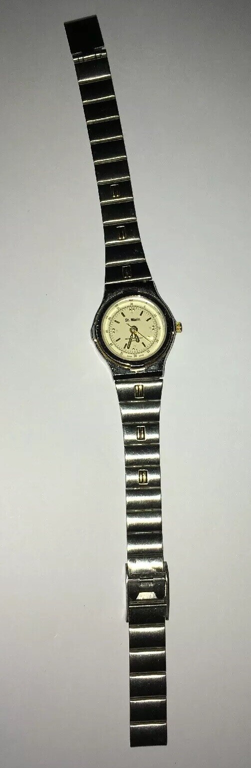 Vintage StMarin Silver tone Gold Trim Watch