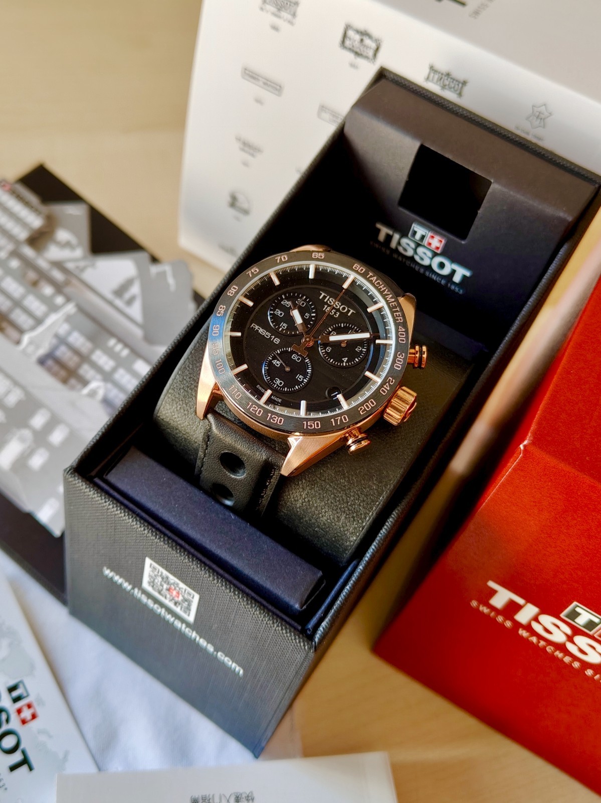 Tissot PRS516 Motorsport Racing Steel Chronograph Men’s Watch Black & Gold Dial