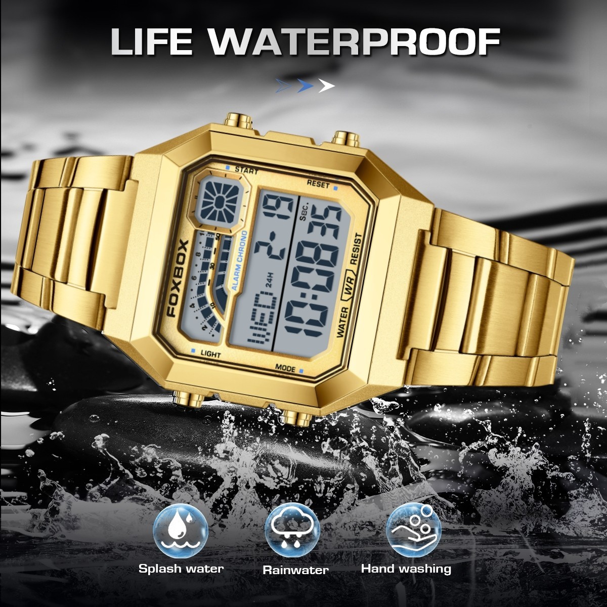Luxury Men’s Watch Quartz Digital Luminous Date Waterproof Male Wristwatch Boxed