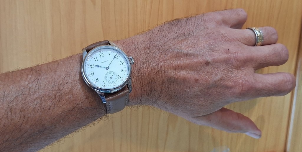 Waltham 6s Pocket to Wrist Watch Conversion 40mm Stainless Wrist Watch Year 1902