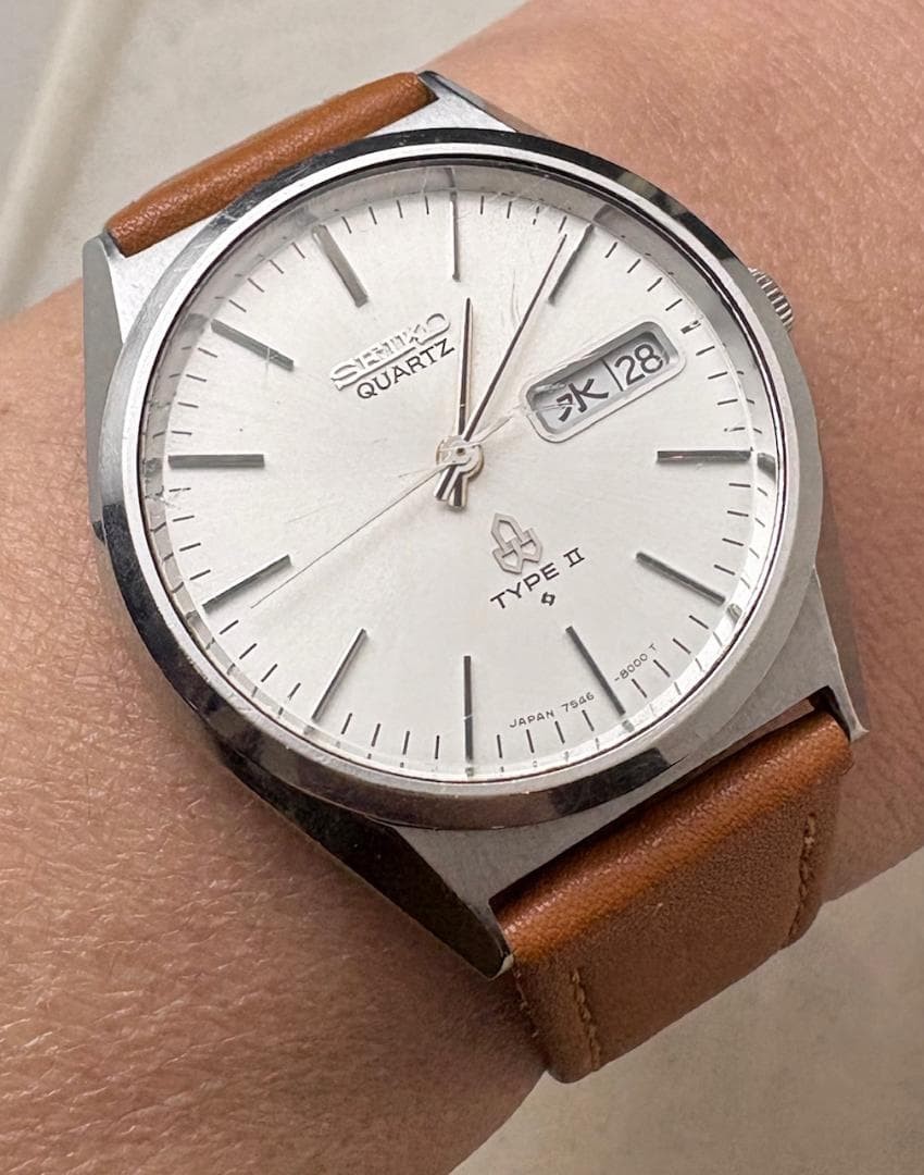Seiko TYPE II Quartz 7546 Vintage Mens Watch Tested Working 7546-8000 Japan