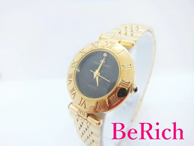 [A1R] Paul Montagne Ladies Wristwatch PM-540 Black Dial SS Gold Quartz [r8w]
