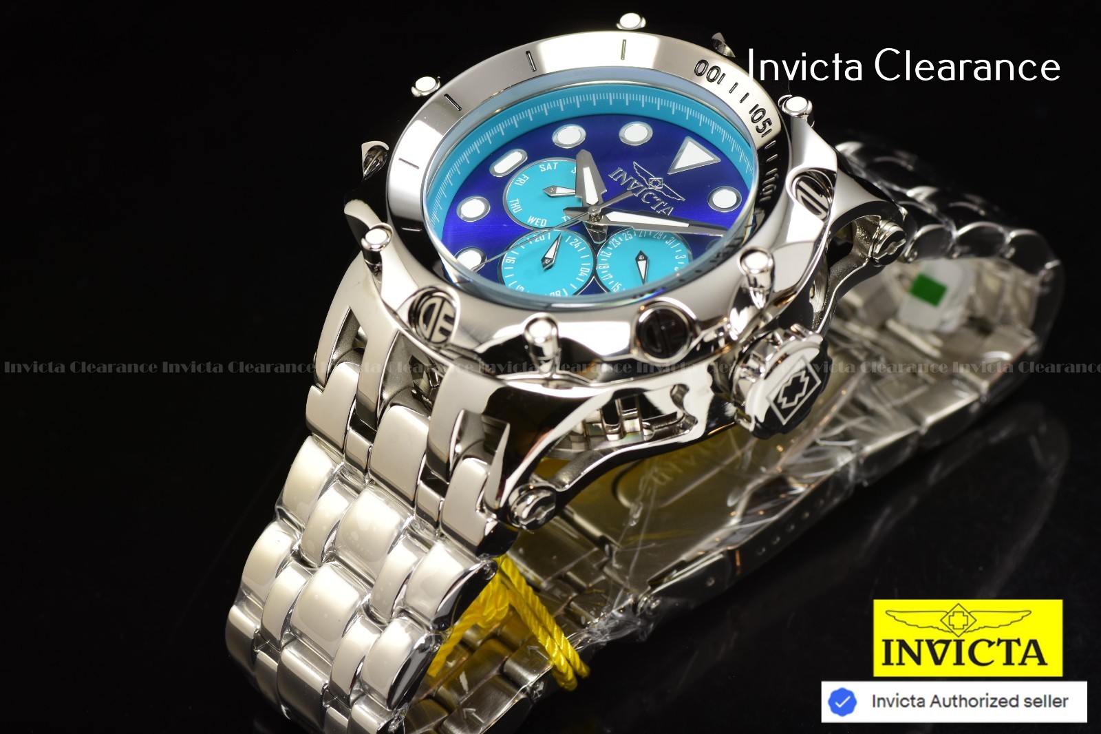 Invicta Reserve Venom FUSION Quartz Turquoise Dial Men’s High Polish SS Watch