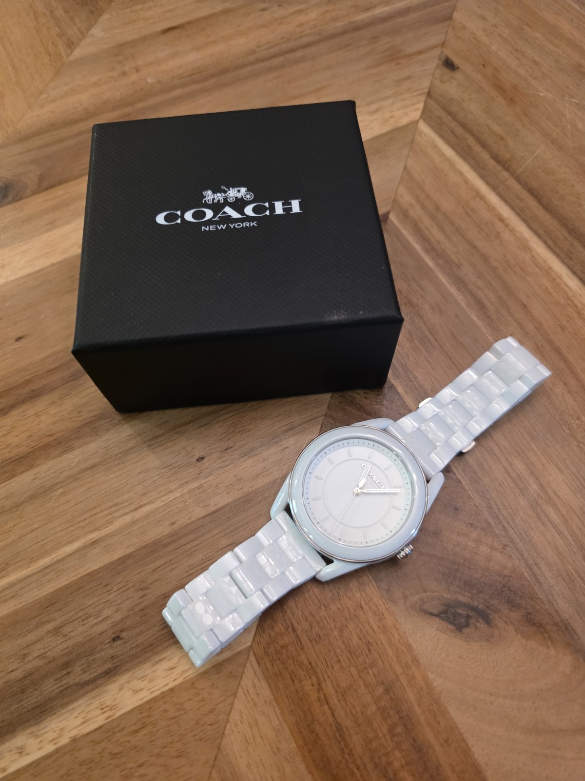 New Coach Preston White Ceramic Bracelet White Dial Womens Watch #14503771
