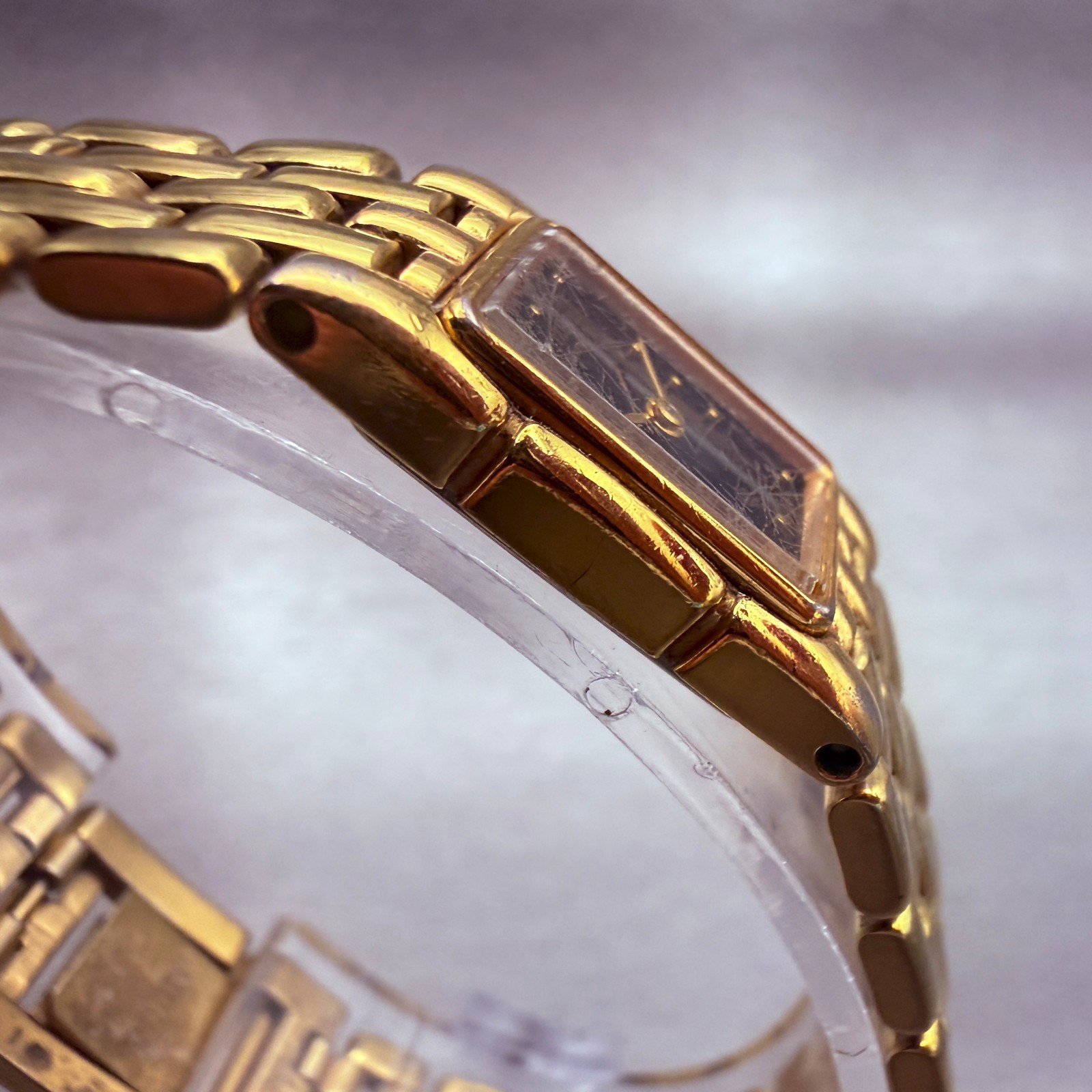 Citizen Elegance CQ Tank Watch Women 14mm Black Dial Gold Tone 2250-S04972 VTG