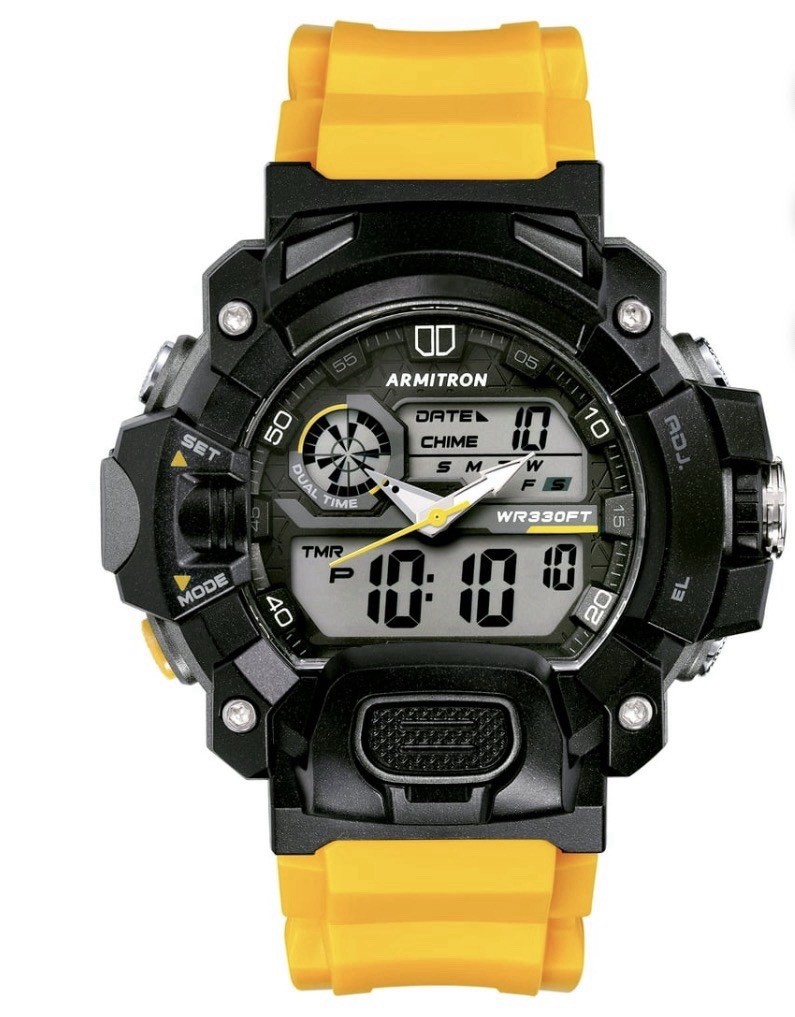 Armitron Sport Men’s Wristwatch Water Resistant Analog-Digital Chrono, Yellow