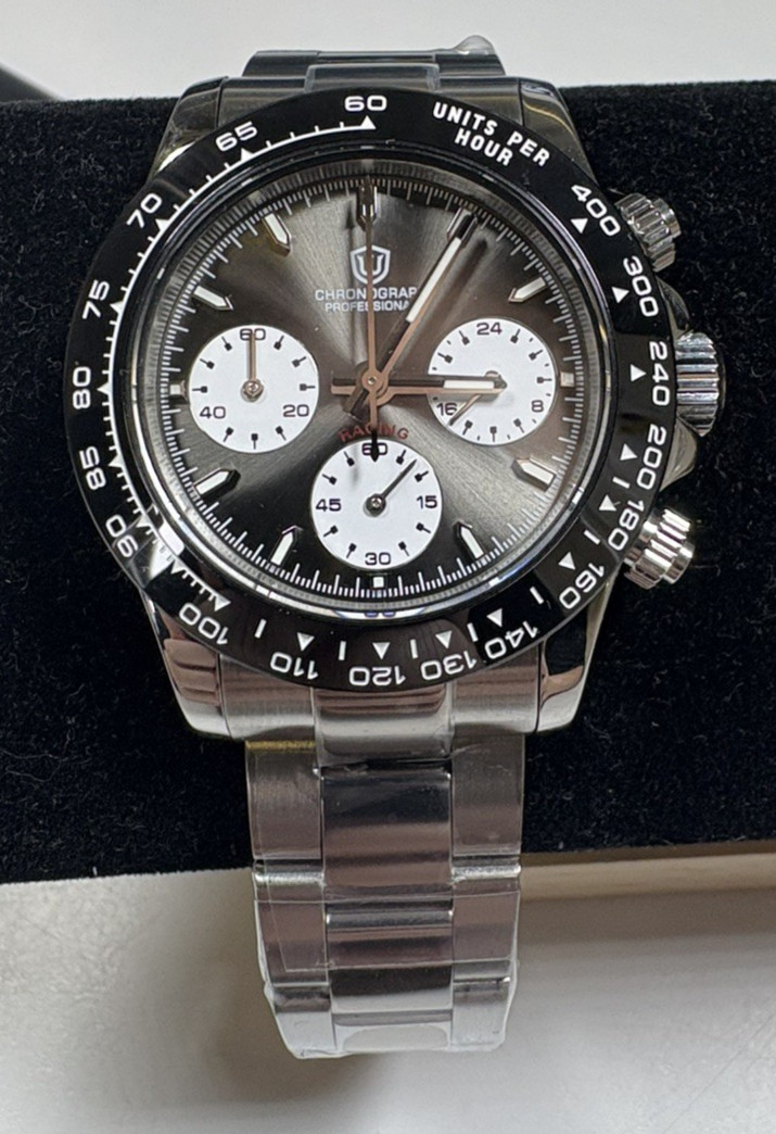 WATCHDIVES 39mm StainlessSteel Sapphire SeikoVK63 Quartz Chronograph New Watch