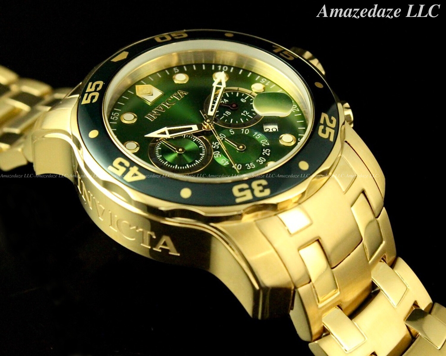 NEW Invicta Men 48mm Pro Diver Scuba Chronograph Stainless St. GREEN DIAL Watch