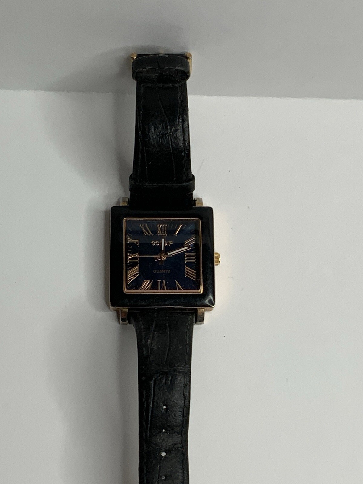 Gossip Square Leather Band Watch Colorful Blue Dial Men’s Wristwatch