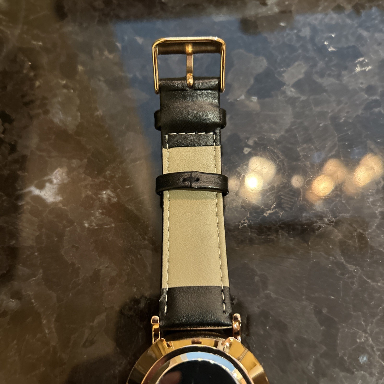 PX Men’s Genuine Leather Strap Watch- Black And Rose Gold