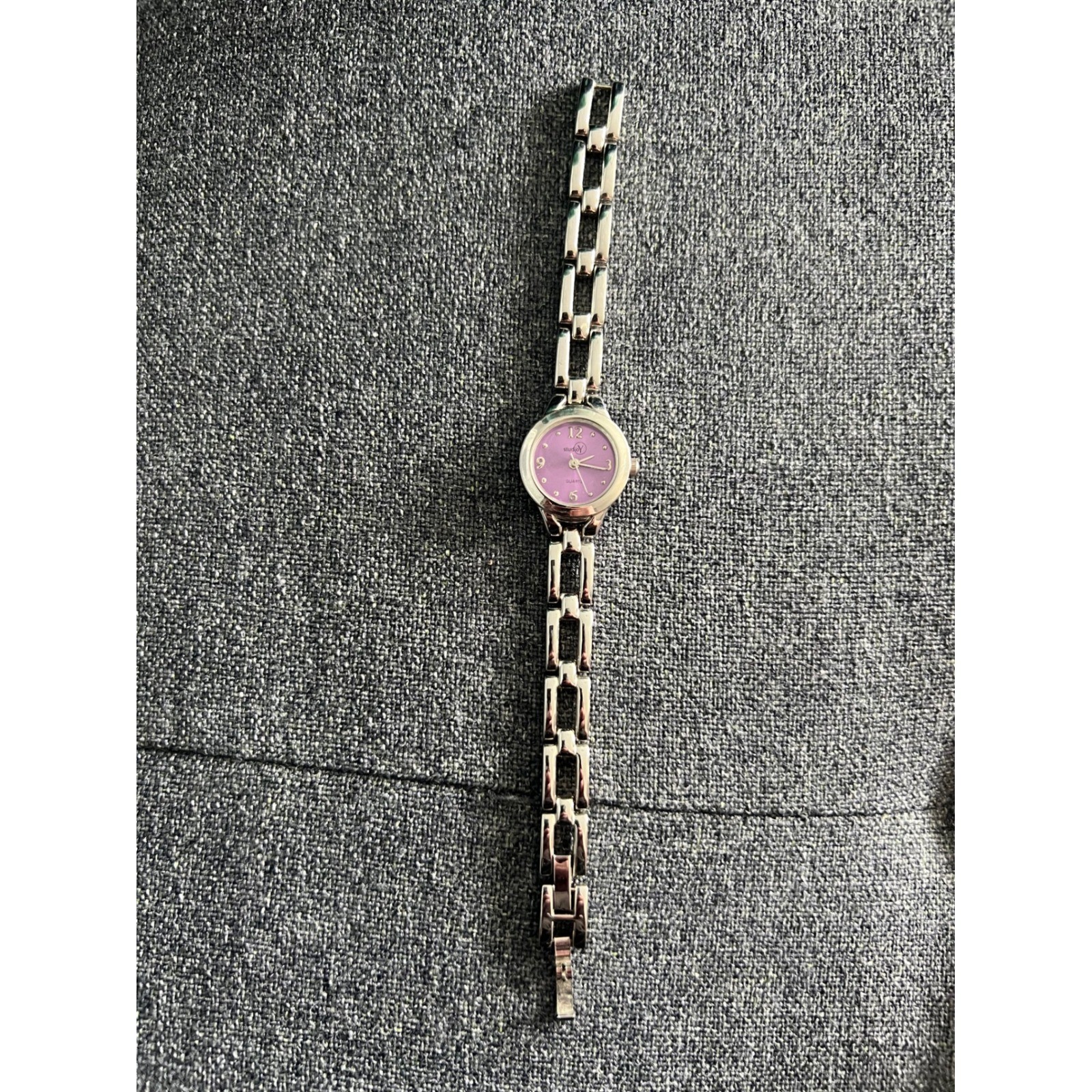 Studio Y Wristwatch Womens OS Purple Silver Tone Link Bracelet 49088C