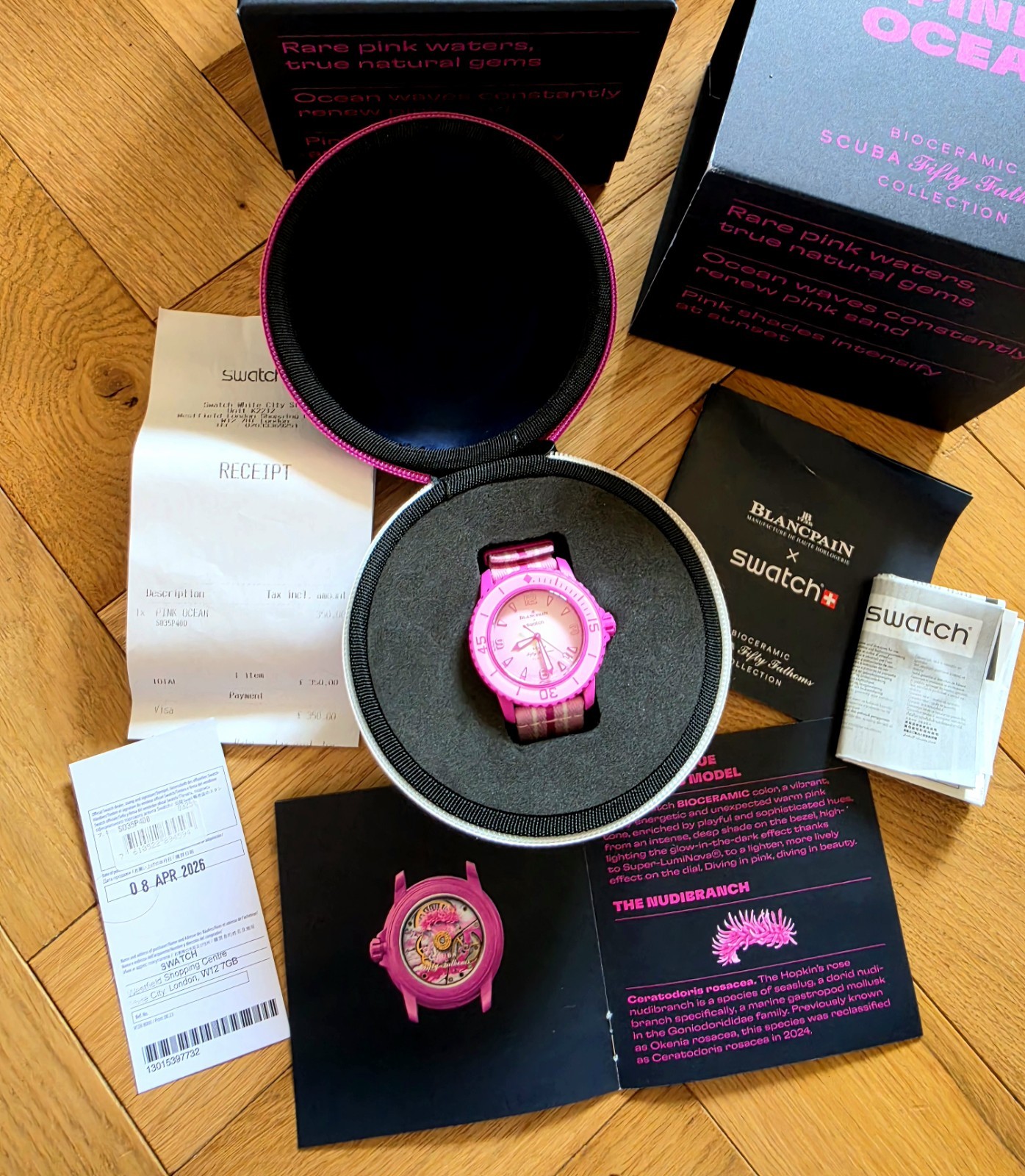Swatch x Blancpain Bioceramic Scuba Fifty Fathoms Pink Ocean Watch BRAND NEW