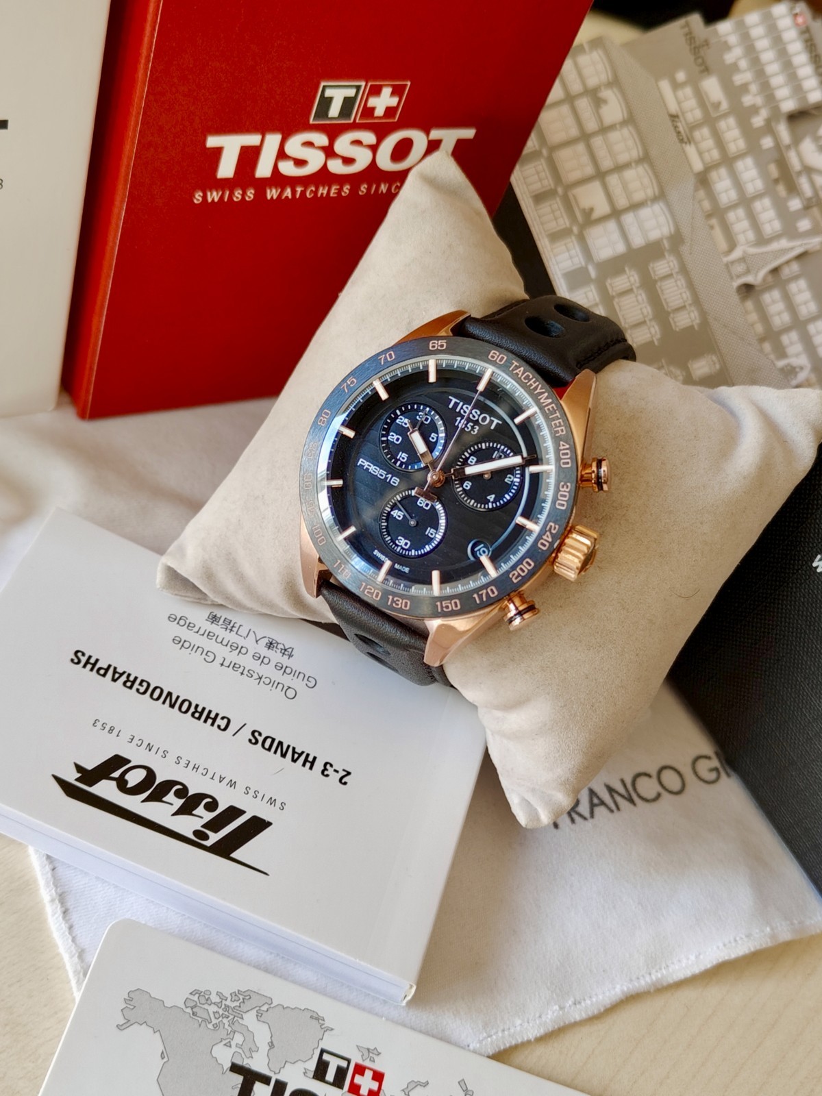 Tissot PRS516 Motorsport Racing Steel Chronograph Men’s Watch Black & Gold Dial