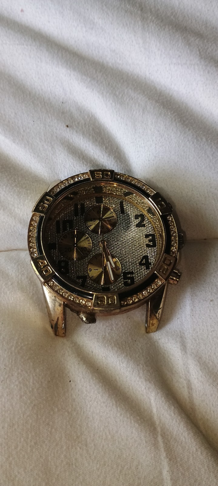 Unbranded Gold Tone Bling Men’s Watch Head Only – For Parts or Repair