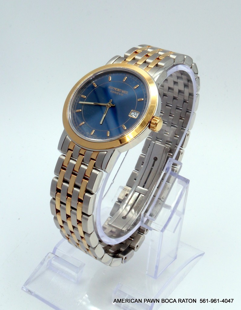 Raymond Weil 5593 Toccata Stainless Steel Two Tone Quartz Watch 35mm Blue Dial