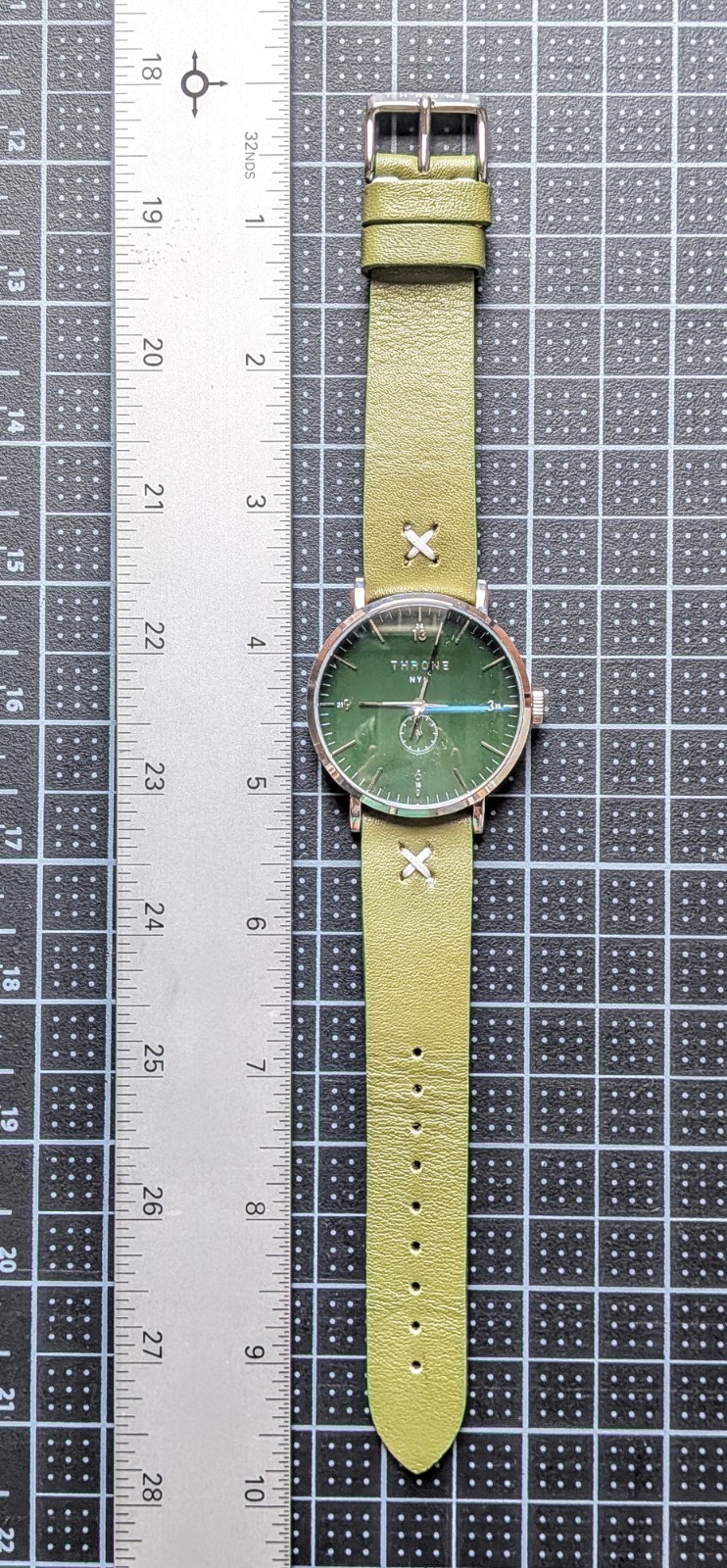 Throne NYC Brooklyn Watchmaker Khaki Olive Italian Leather Band 40mm Gather 1.0