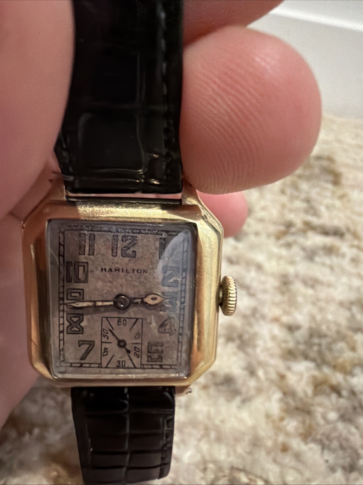 Vintage 1930s Hamilton Tank Watch – 14k Gold Filled – Small Seconds -Runs Strong