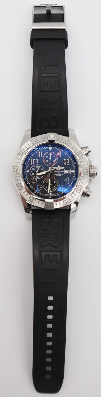 Breitling Super Avenger II 48mm A13371 Black Dial Chrono Free Shipping!