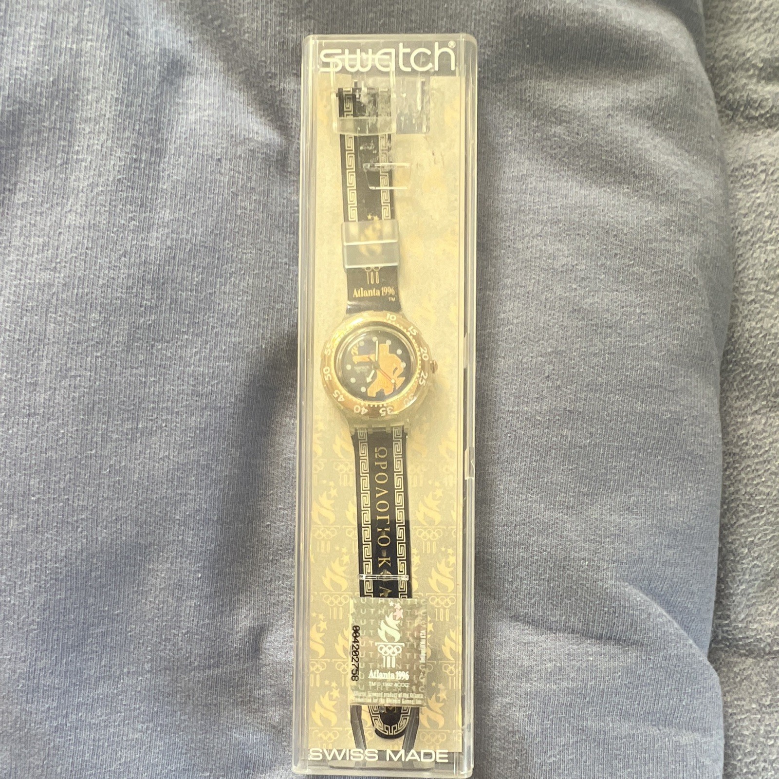 Swatch Atlanta 1996 Olympics Automatic Swiss Made Watch Black/Gold w/ Box