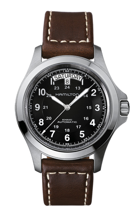 Hamilton Khaki Field King Auto Black Dial Leather Band Men’s Watch H64455533