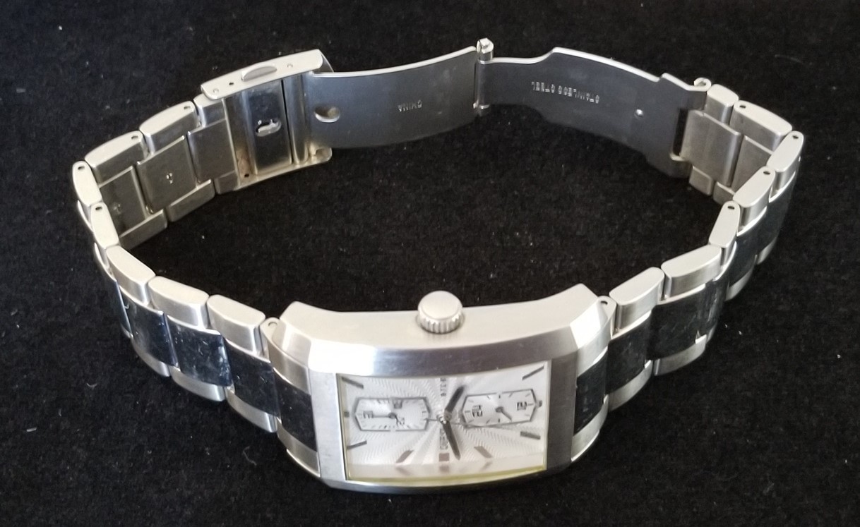 Guess Silver Tone Watch G10133G Starburst Dial Link Band 7.75″ Max Size New Batt