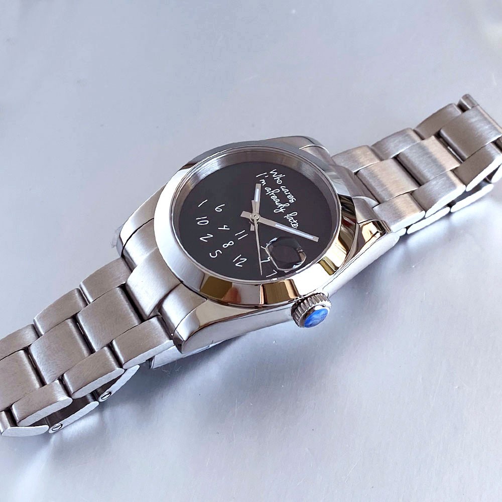 Black Date 36/39mm Sapphire Smooth Bezel 20ATM NH35 PT5000 Automatic Men Watch