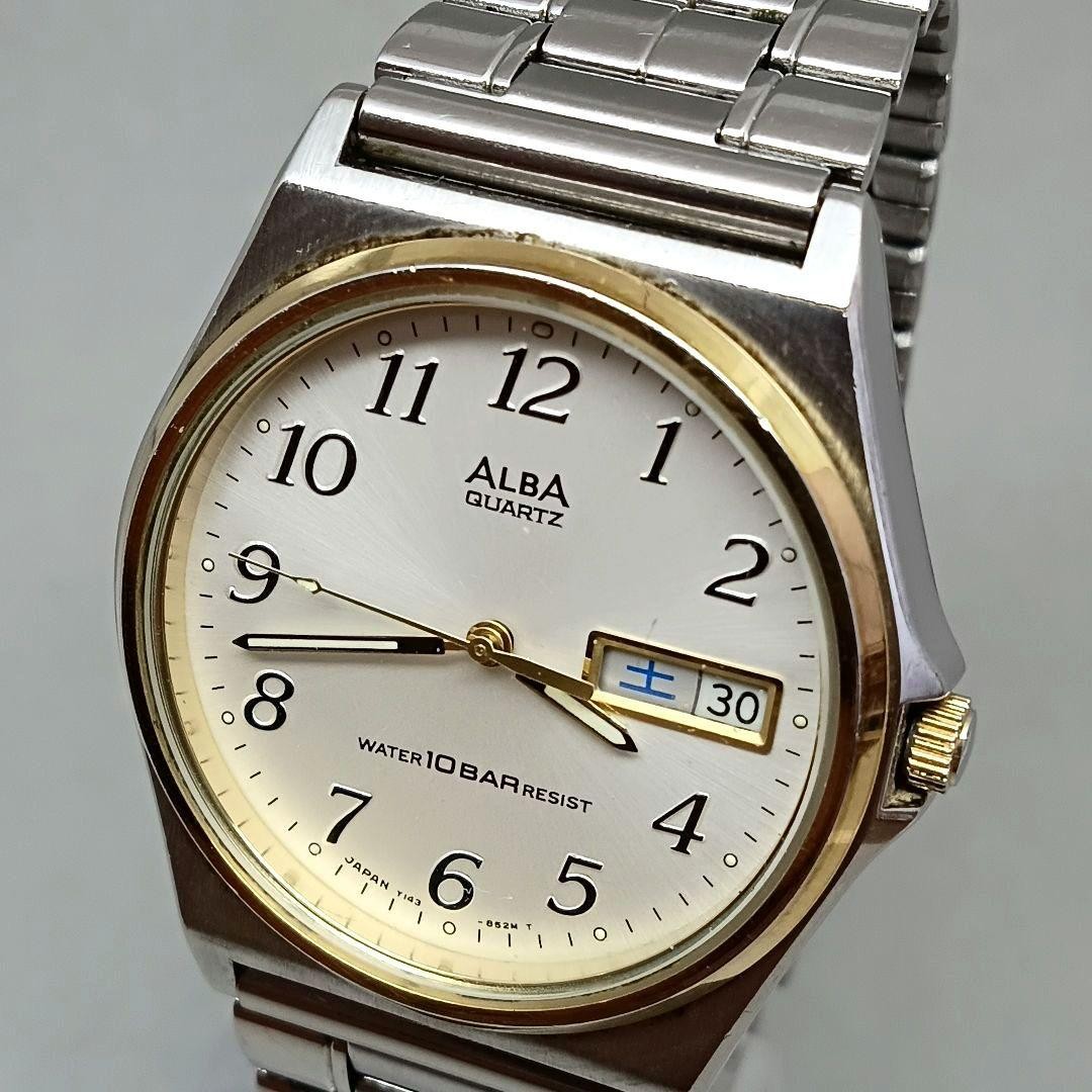 SEIKO ALBA Day-Date Quartz 10BAR Men’s Watch 29.2mm Wrist 17cm From Japan