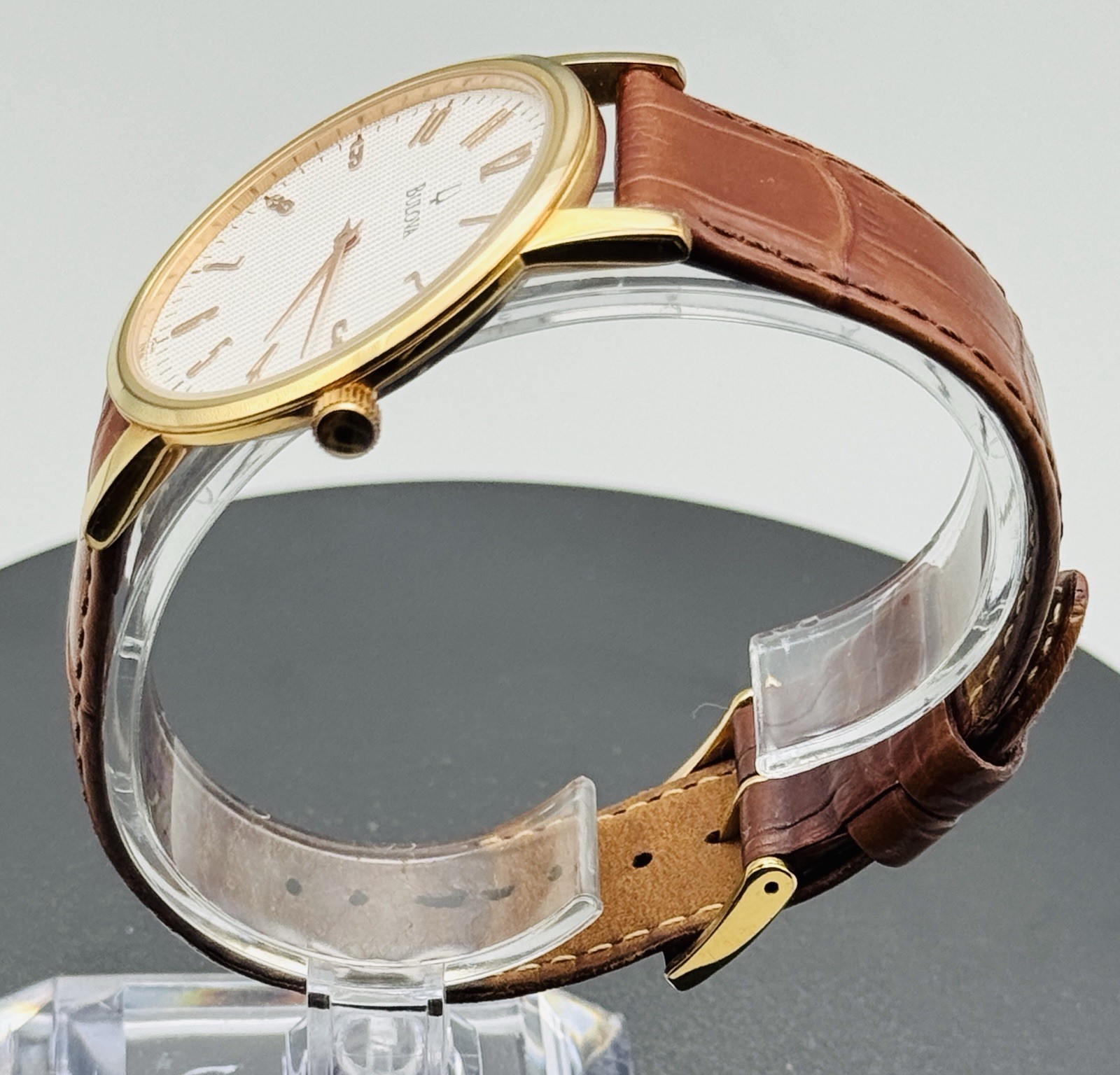 Bulova Classic Watch Men’s White Guilloche Dial Rose Gold Tone C435177 2013