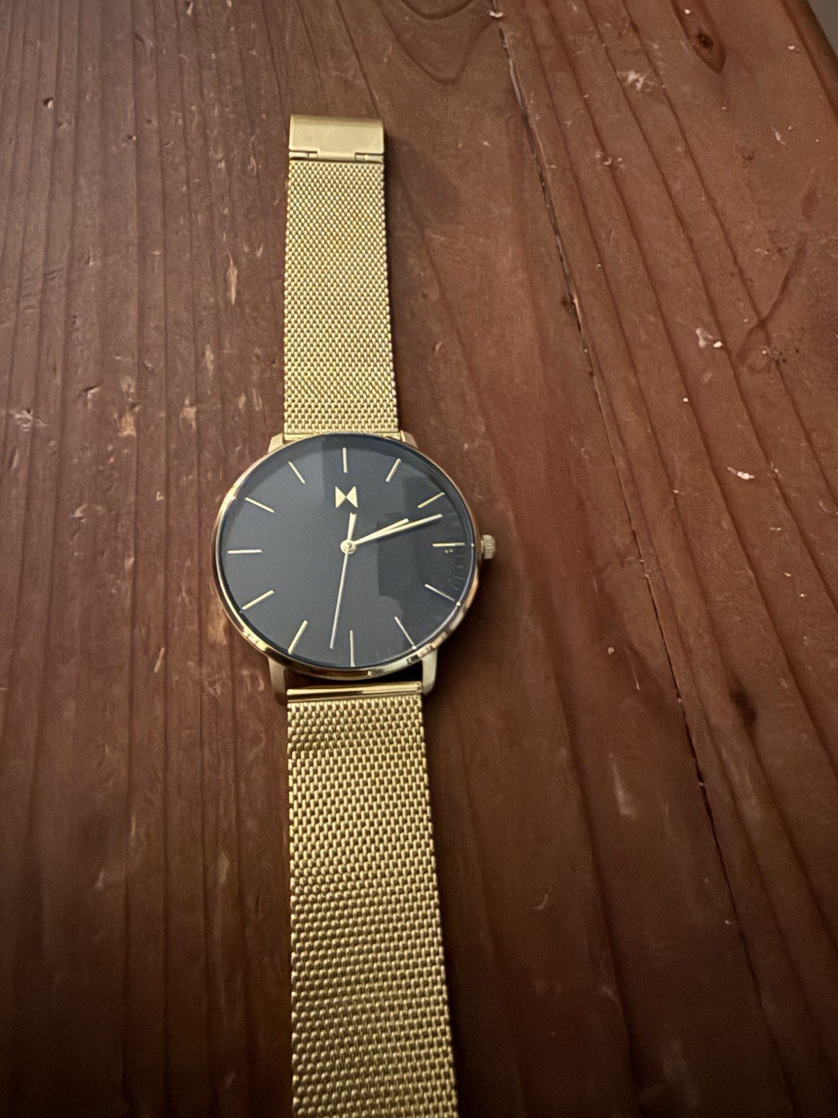 MVMT Legacy Gold Mesh Milanese Band Black Dial Quartz Analog 3 BAR Watch