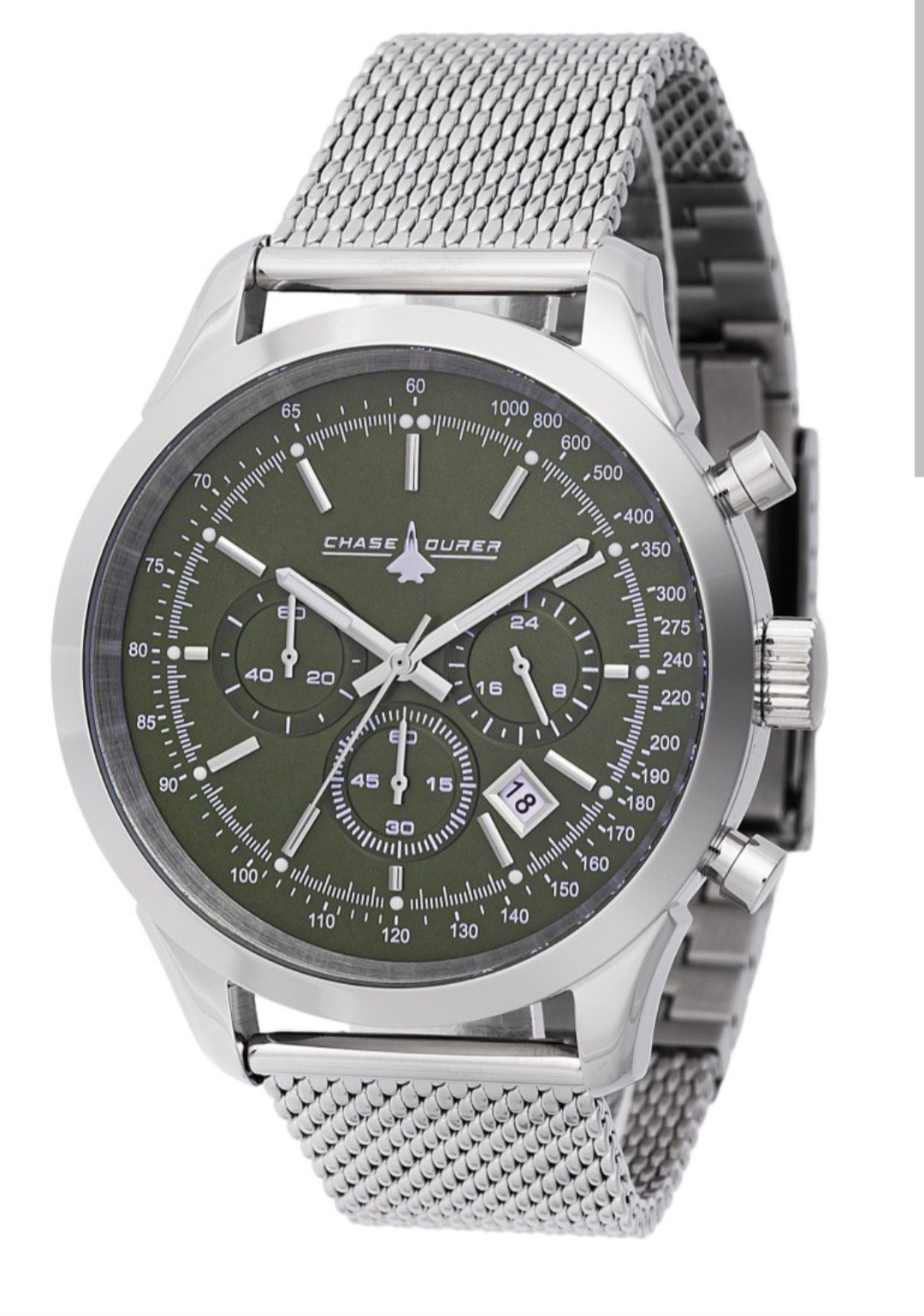 Chase Durer Chronograph Watch with green dial, Model CDW-0120, Case 45mm