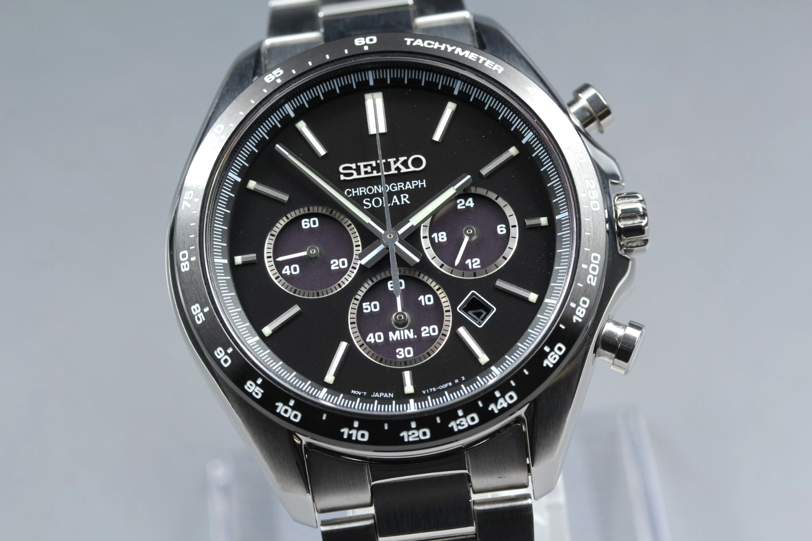 [N MINT] Seiko Chronogaph V175-0FA0 Men’s Black Dial Quartz Watch From JAPAN
